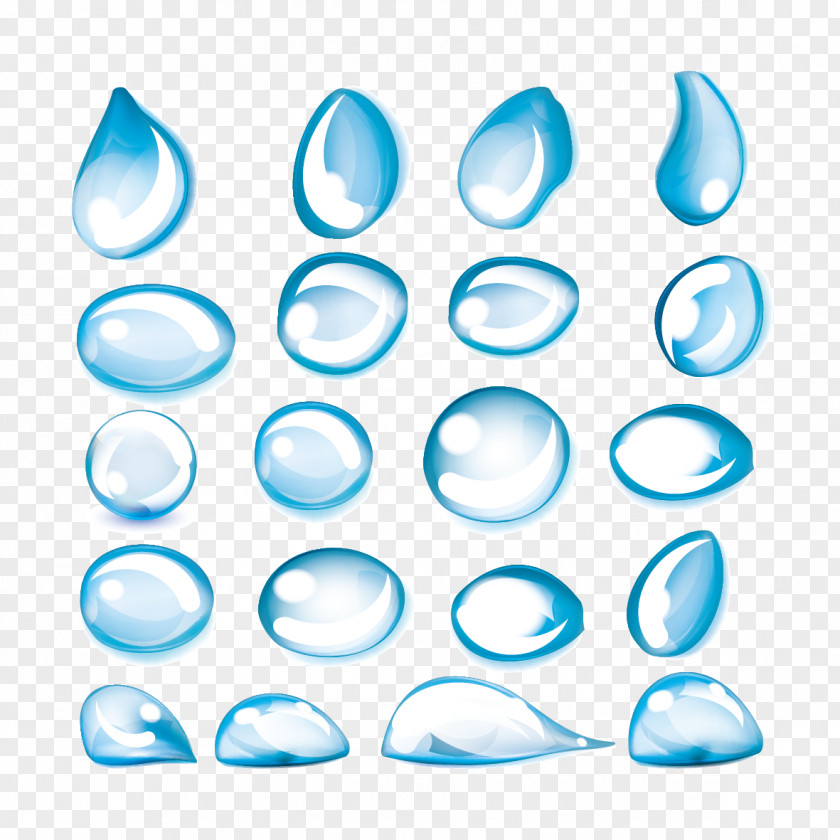 Various Water Droplets Drop Blue PNG