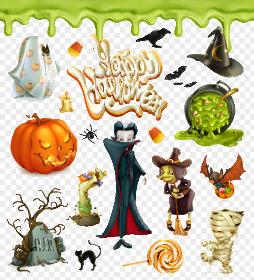Halloween Elements Collection Candy Corn 3D Computer Graphics Illustration PNG