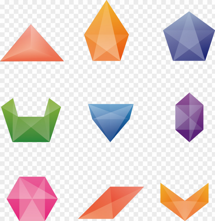 Vector Hand Colored Gemstone Collection Shape Polygon Euclidean PNG