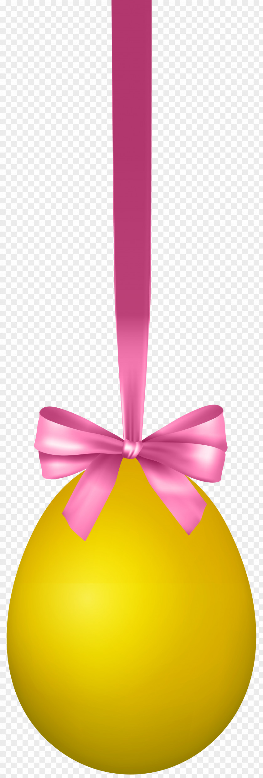 Yellow Hanging Easter Egg With Bow Transparent Clip Art Image Design PNG