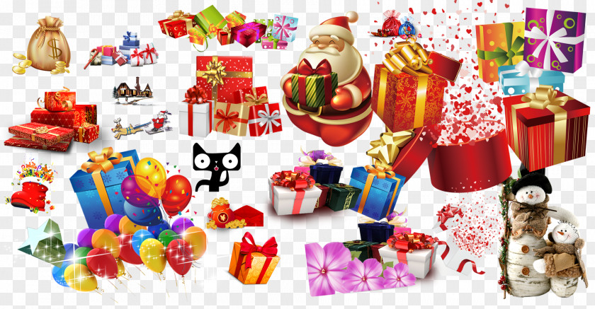 Creative Christmas Package Santa Claus Ornament Gift PNG