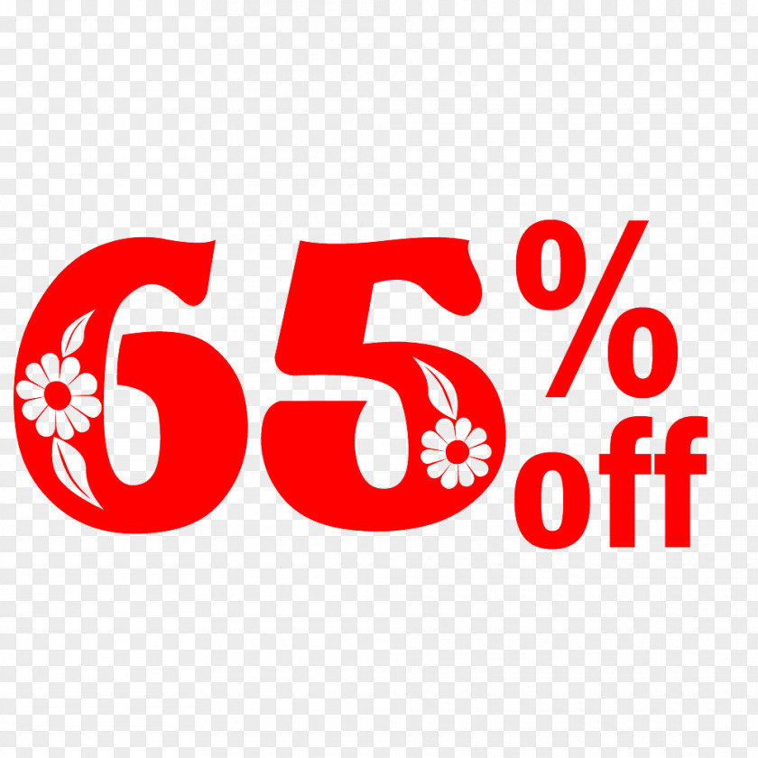 Spring Sale 65% Off Discount Tag. PNG