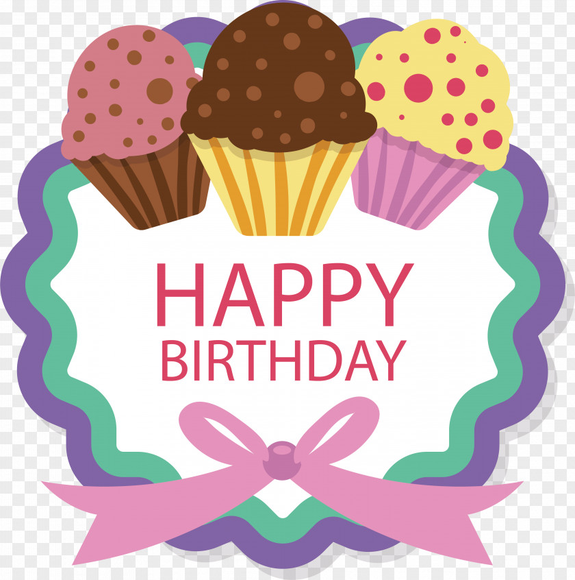 Bowknot Decorated Cake Label Cupcake Birthday Cream PNG