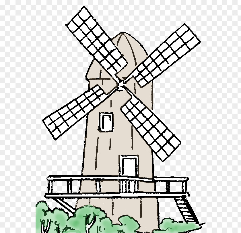 Old West Windmill Clip Art Drawing Image Illustration PNG