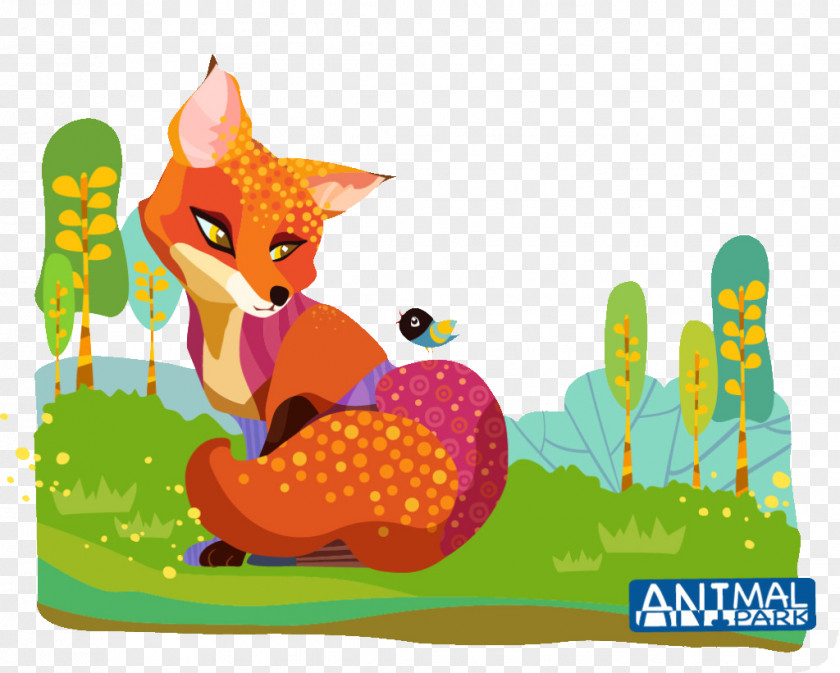 Fox Story Cartoon Watercolor Painting Illustration PNG