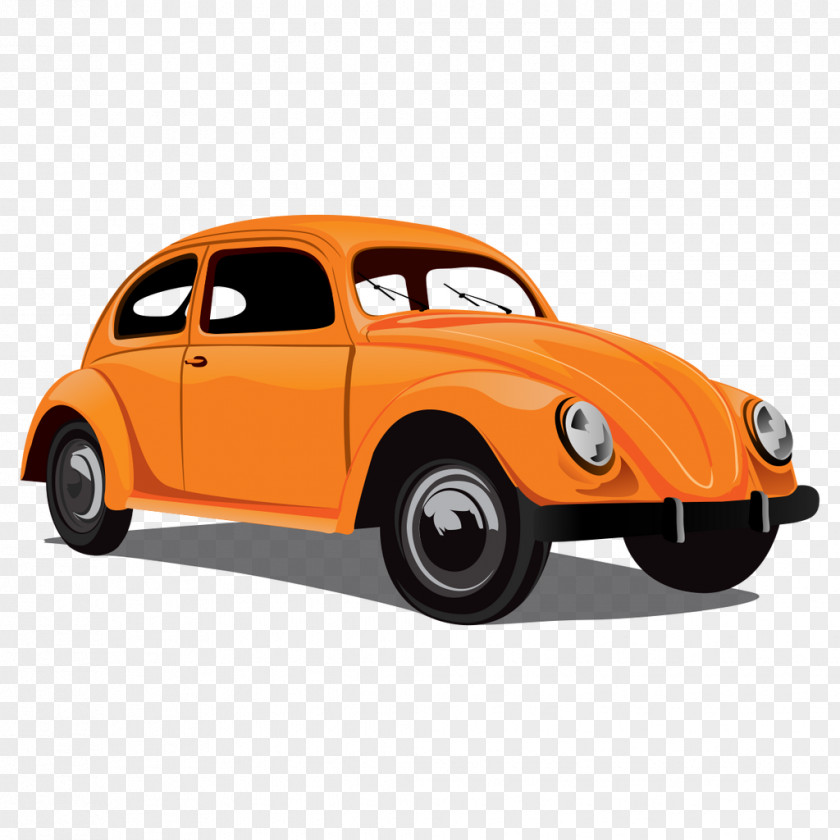 Orange Retro Car PNG