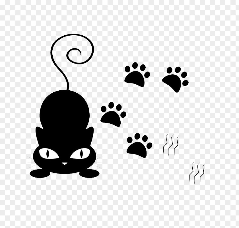 Lovely Black Cats And Footprints Cat Paw Footprint Sticker Dog PNG