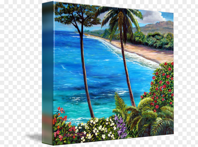 Painting Hamoa Beach Gallery Wrap Hana Acrylic Paint PNG