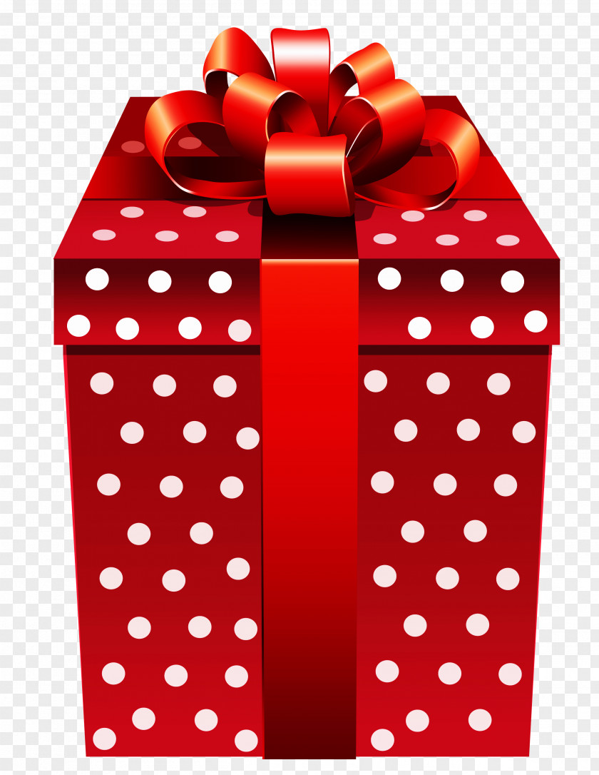 Red Dotted Present Clipart Gift Box Clip Art PNG
