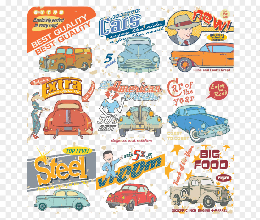 Retro Cartoon Car Logo Clip Art PNG