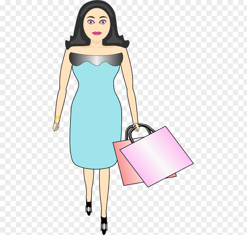 Mother Woman PNG , Wearing a blue dress shopping girl clipart PNG