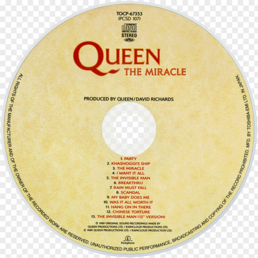 Queen Compact Disc The Miracle I Want It All Phonograph Record PNG