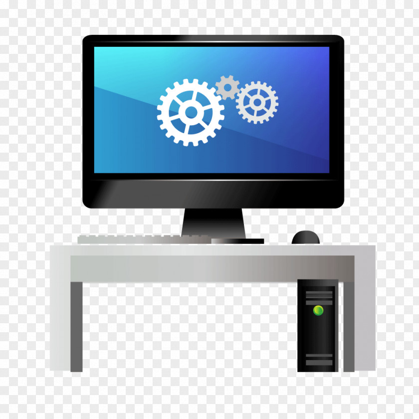 White Desk Desktop PC Computer Server Network PNG