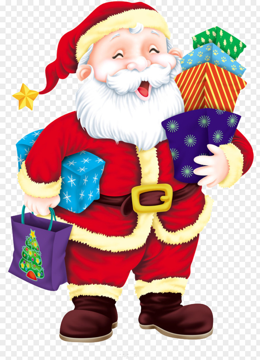 Santa Claus Paper Plastic Bag Christmas Ornament Gift PNG