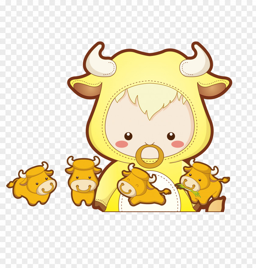 Baby Cow Cattle Chinese Zodiac Ox PNG