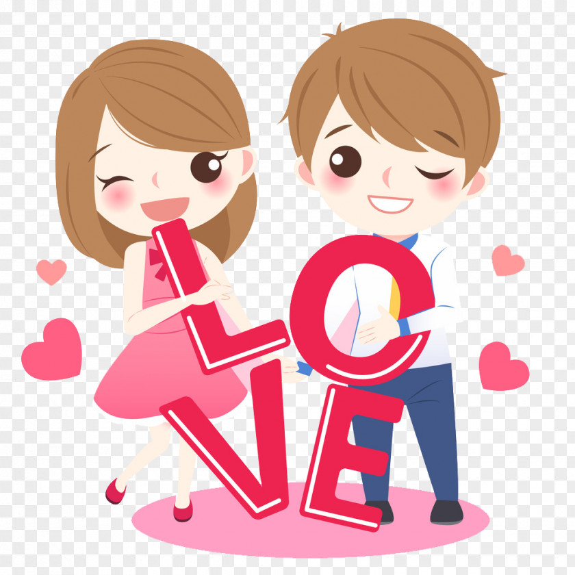 Lovely Couple Cartoon Love Drawing PNG