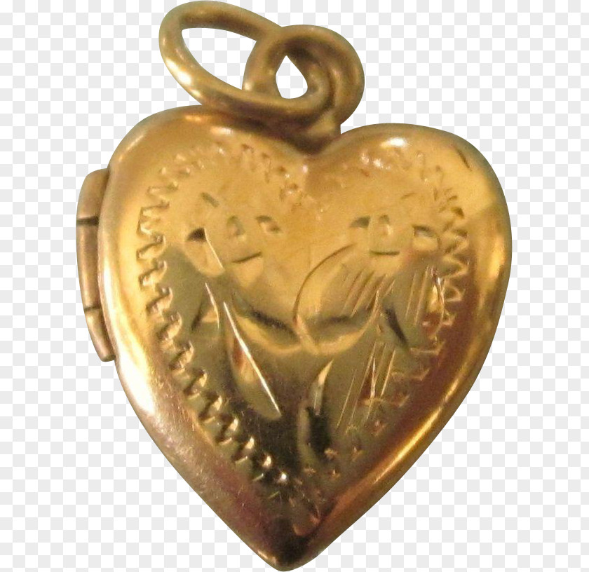 Open Locket Chain Bronze Brass Heart 01504 PNG