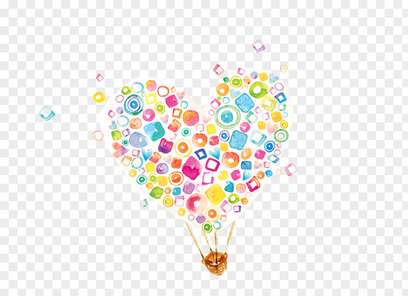 Heart-shaped Parachute Watercolor Painting PNG