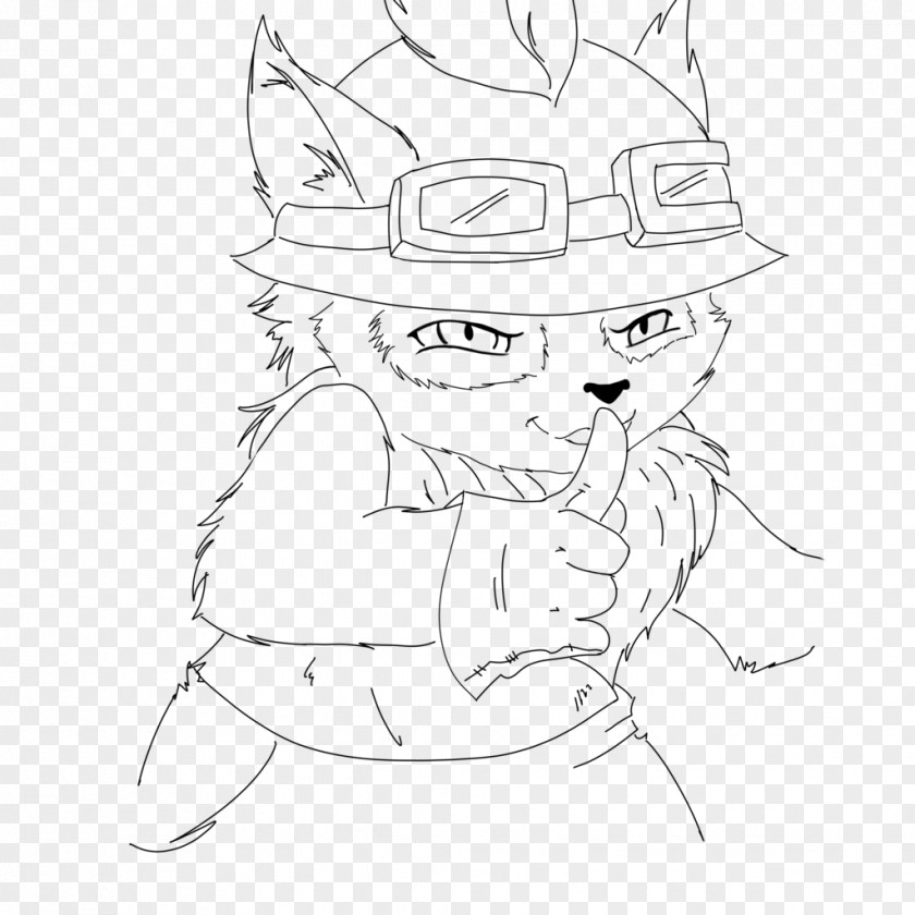 Teemo Line Art White Headgear Cartoon Sketch PNG