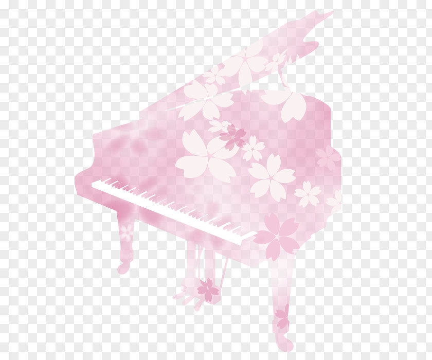 Cherry Blossom Piano Illustration. PNG
