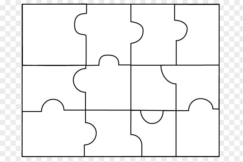 5 Puzzle Cliparts White Line Art Black Pattern PNG
