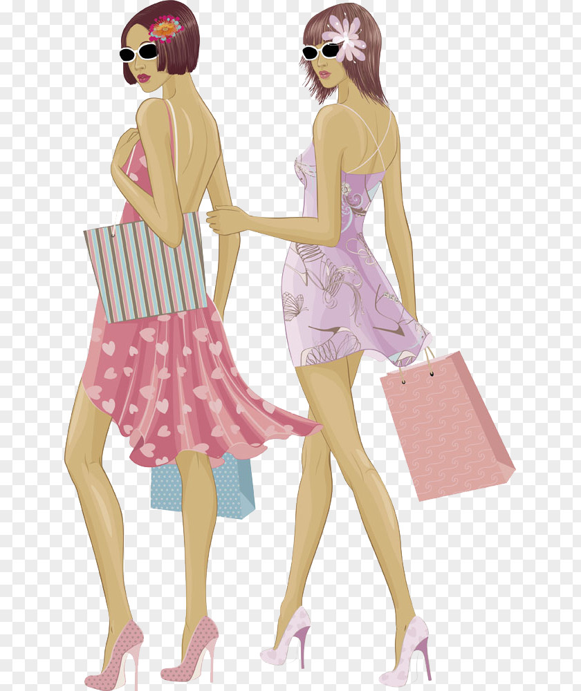 Cartoon Women Shopping Stock Photography Illustration PNG