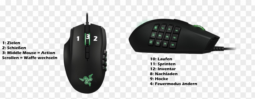 Computer Mouse Razer Naga 2012 Expert Mmo Laser Gaming Black Input Devices Inc. PNG