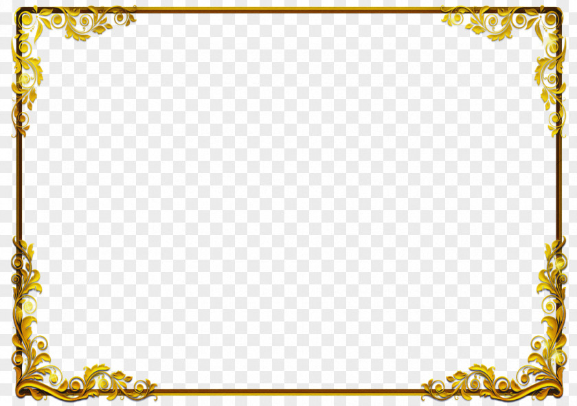 Rectangle Picture Frame Gold Frames PNG