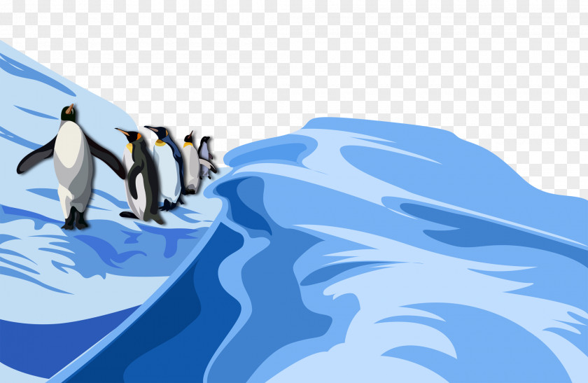 Cartoon Penguin Antarctic Iceberg On The Continent South Pole PNG