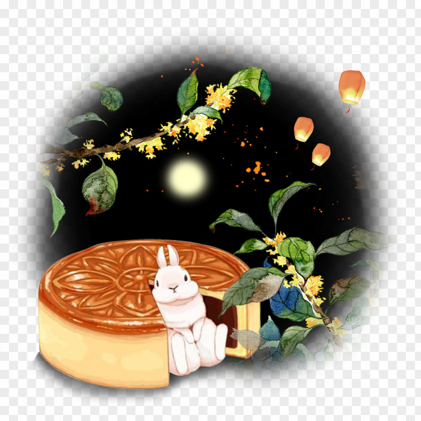 Moon Cake Rabbit Mooncake Mid-Autumn Festival PNG