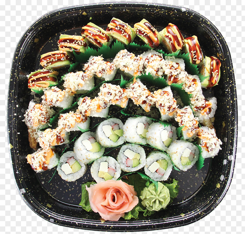 Seafood Platter California Roll Gimbap Sushi Vegetarian Cuisine Food PNG