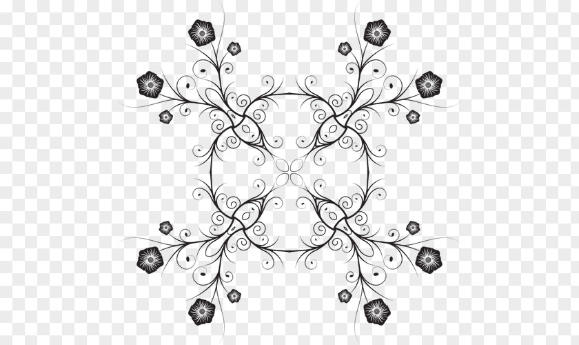 Blackandwhite Line Art Flower PNG