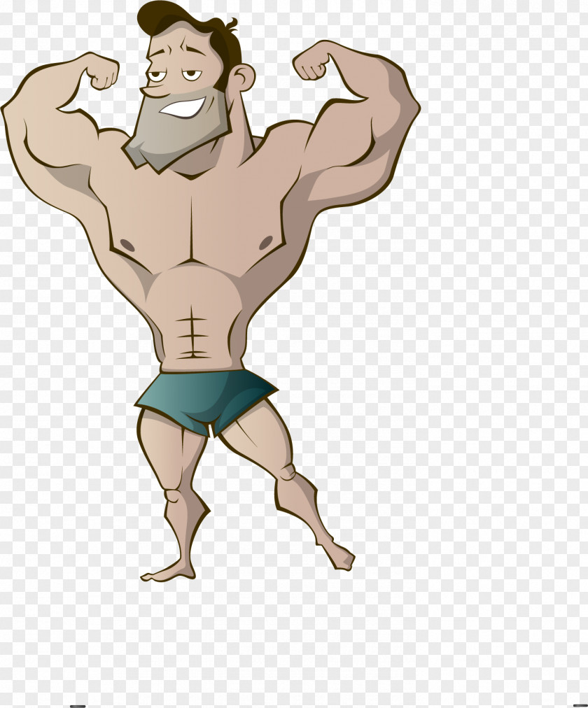 Vector Painted Strong Man Cartoon Drawing PNG