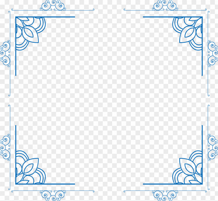 Blue European Pattern Border High-definition Television PNG
