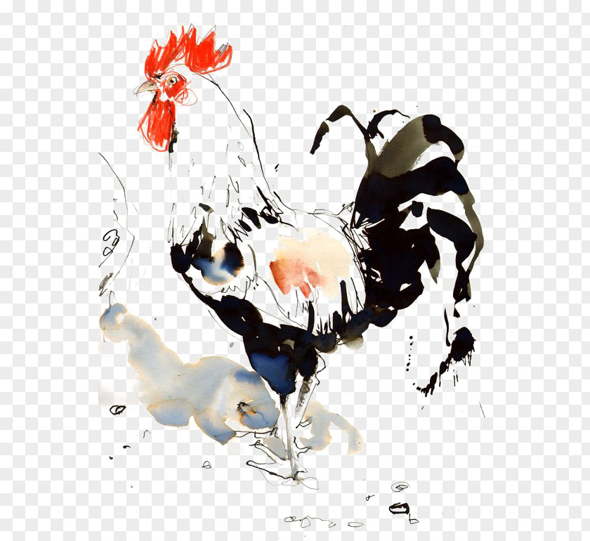 Cock Chicken Rooster Bird Watercolor Painting PNG