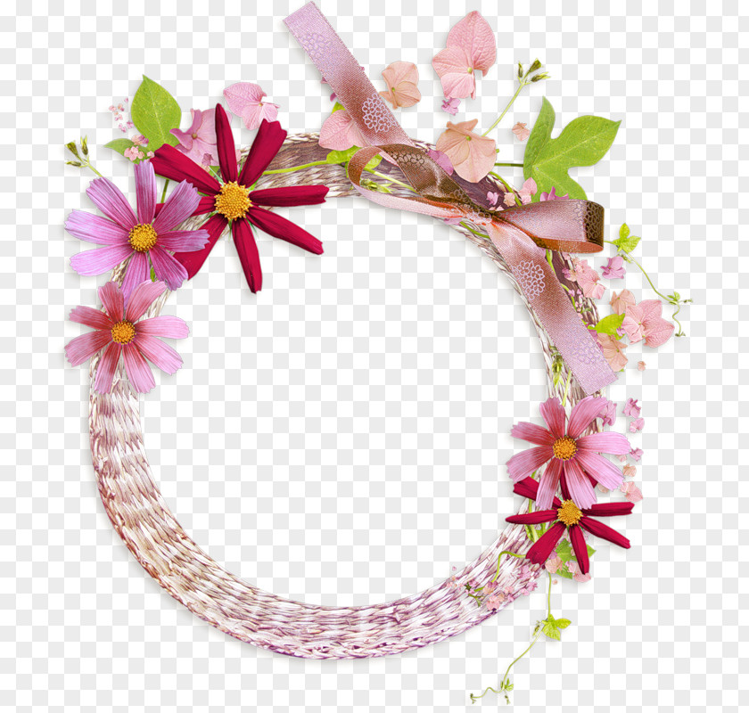 Round Frame Flower Floral Design Wreath PNG