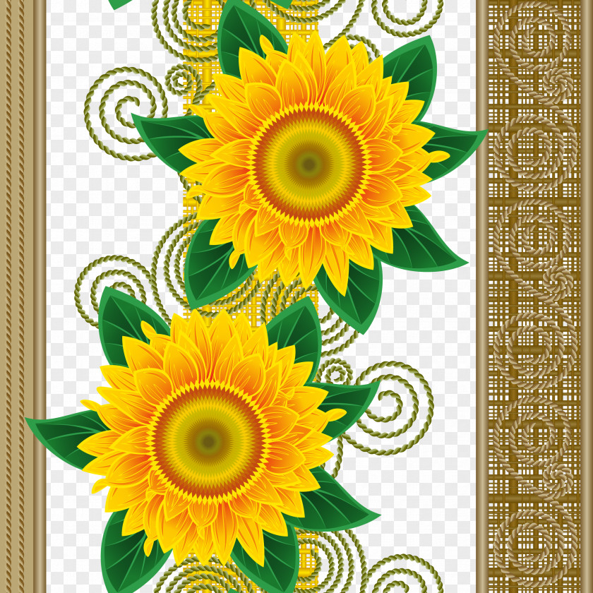 Floating Sunflower Pattern Common PNG
