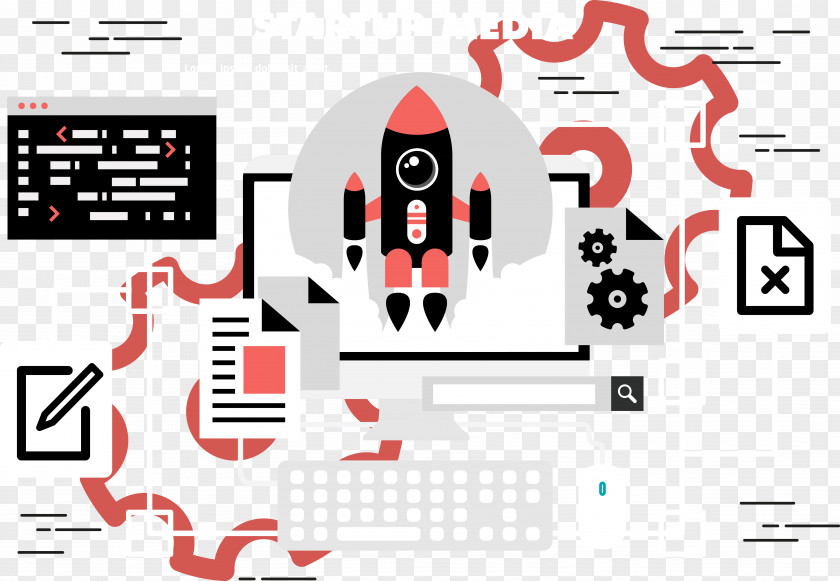 Vector Rocket And Computer Graphic Design Download File PNG