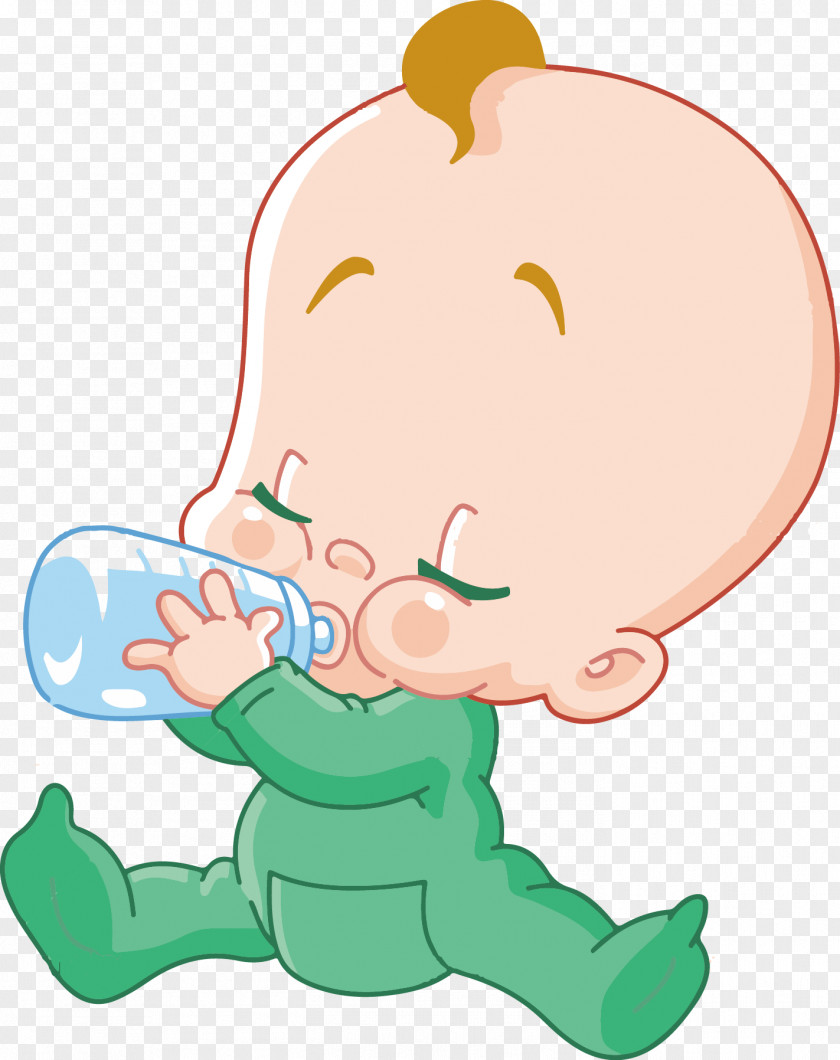 Cartoon Vector Child Holding Bottle Infant Baby PNG