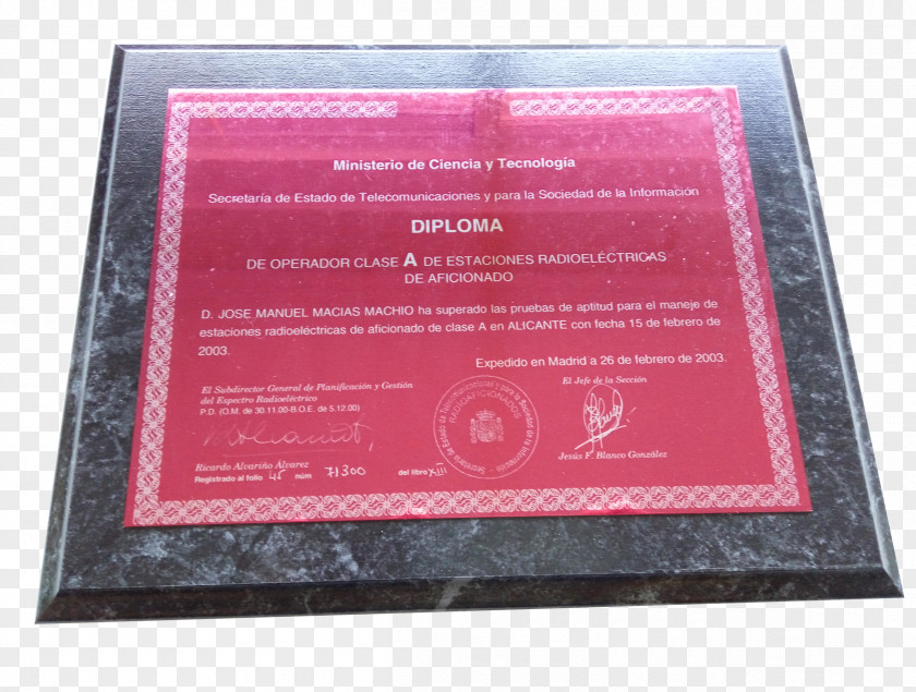 Placa Marble Diploma Operator Sublimation Rectangle PNG