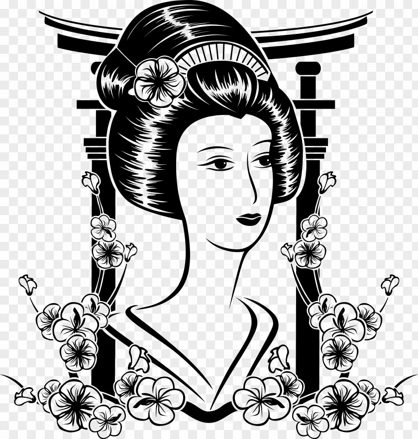 Japanese Geisha Stock Illustration PNG