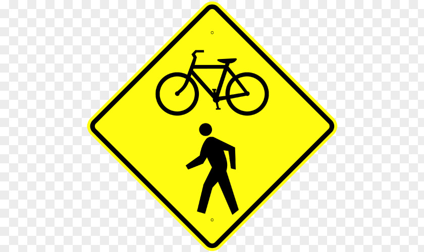 Bicycle Traffic Sign Pedestrian Crossing Segregated Cycle Facilities Warning PNG