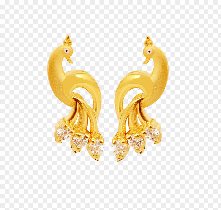 Gold Peacock Earring Gemstone Jewellery G. R. Thanga Maligai Charms & Pendants PNG