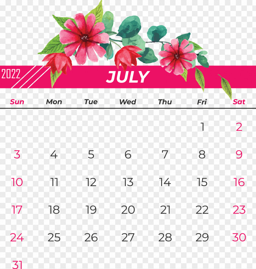 Calendar Flower Font Petal Pink M PNG