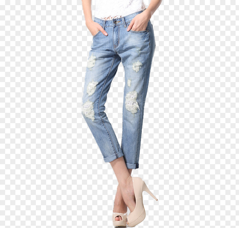 Hole Jeans Denim Trousers Icon PNG