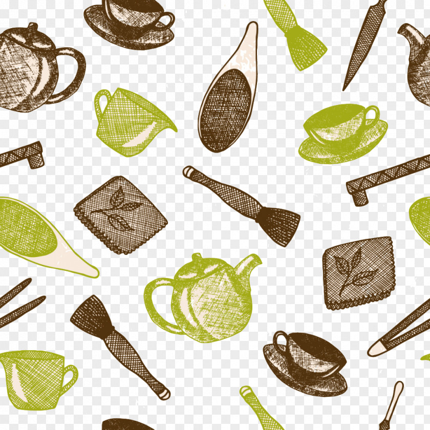 Kitchen Tools Pattern Teapot Illustration PNG