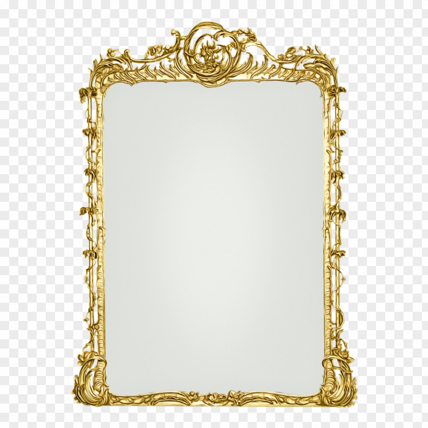 Makeup Mirror Brass Gold Frame PNG
