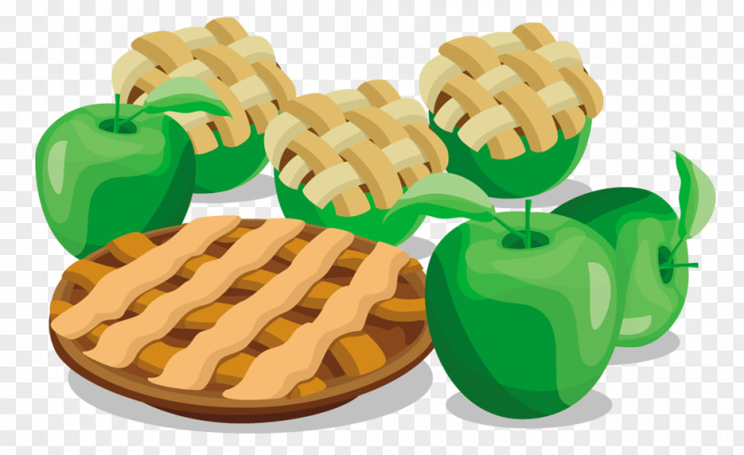 Cartoon Green Apple Bread Nutrition Pie Waffle Vegetarian Cuisine PNG