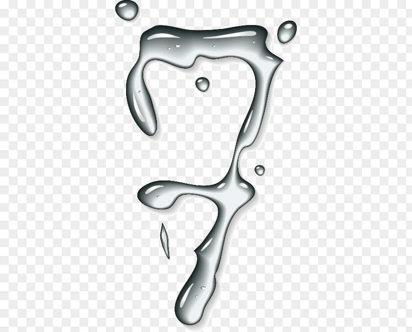 Creative Digital Water Element Drop Number Liquid PNG