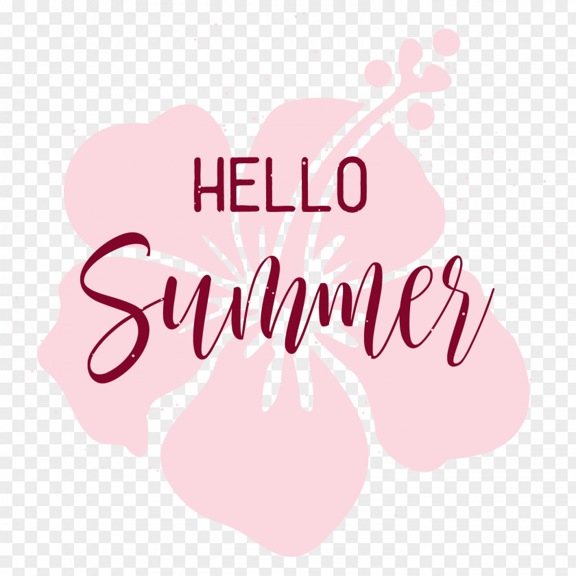 Hello Summer Pink Flowers Decorate Clip Art PNG